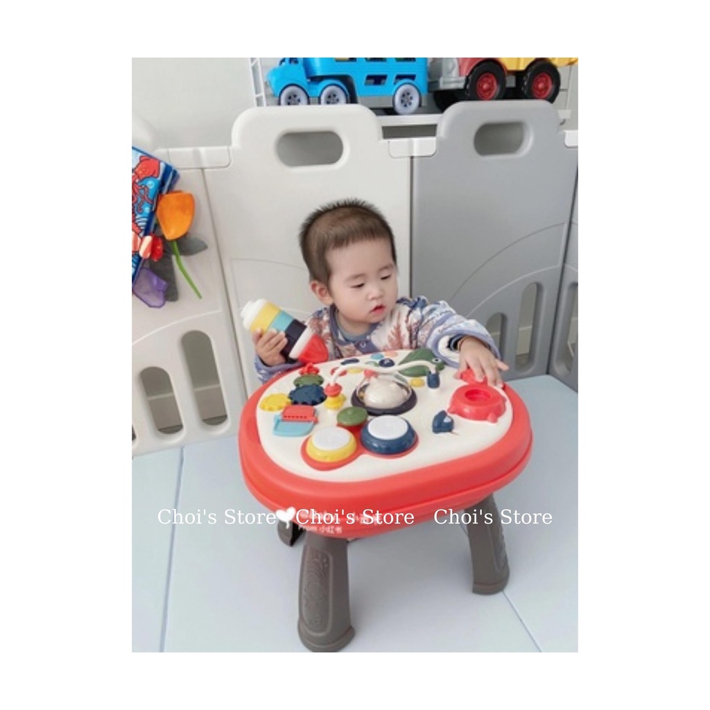 (kèm lego) Bàn nhạc 2 mặt thông minh, đồ chơi âm nhạc, xếp chồng, luồn hạt đa chức năng cho bé 1-3 tuổi