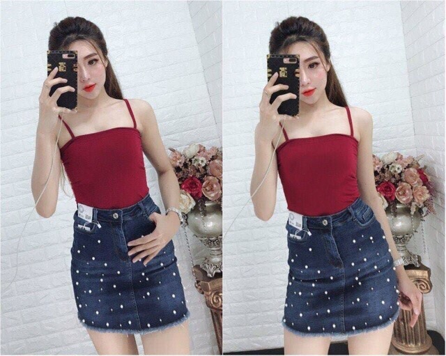 Áo 2 dây bản ngang cotton lụa đẹp | BigBuy360 - bigbuy360.vn