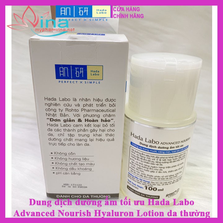 Dung dịch dưỡng ẩm tối ưu Hada Labo Advanced Nourish Hyaluron Lotion da thường 100ml