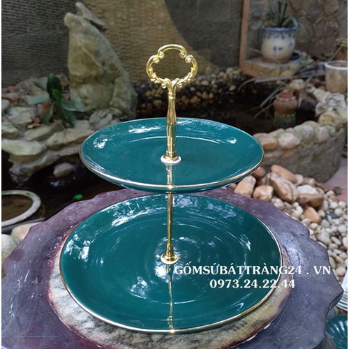 ĐĨA TẦNG ĐỰNG BÁNH KẸO KHAY 2 TẦNG SỨ ĐẸP ĐĨA THÁP TẦNG GỐM SỨ ĐỂ MỨT BÁNH CAO CẤP