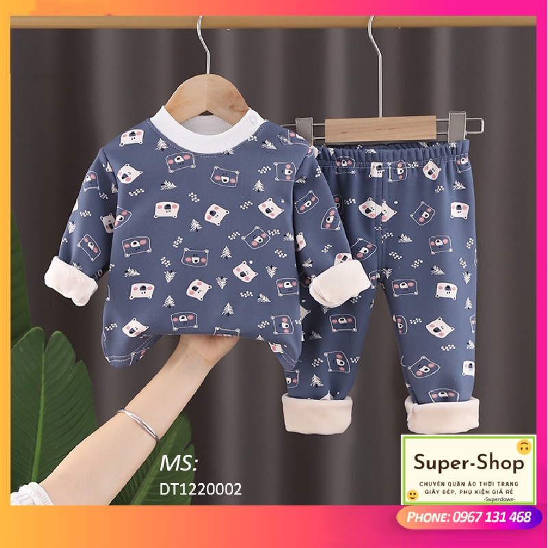 SET QUẦN ÁO HỌA TIẾT CỰC CUTE, ĐÁNG YÊU CHO BÉ, CHẤT NỈ LÓT LÔNG CAO CẤP [Super-Shop]