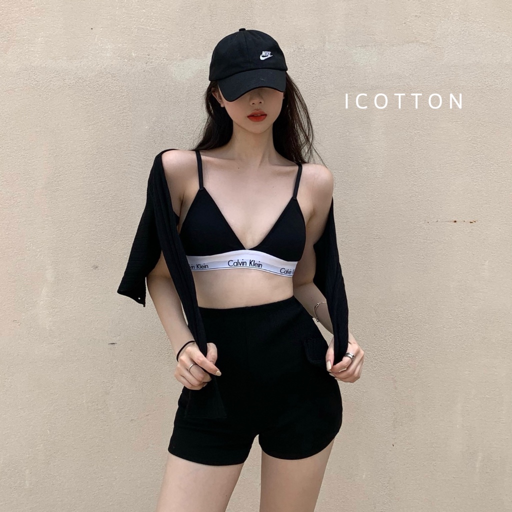 Quần legging đùi nữ ICOTTON quần đùi nữ ôm bó, chất liệu gân tăm co giãn tốt
