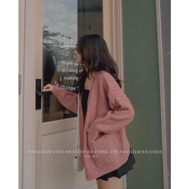 Áo khoác cardigan len thừng oversize