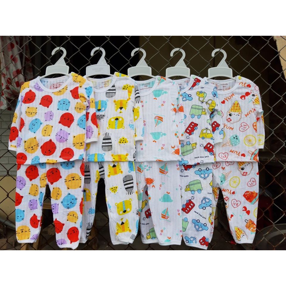 bộ cotton giấy thông hơi dài tay cho bé