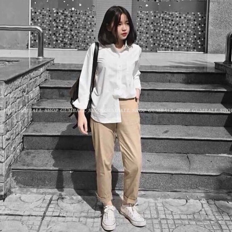 [ Freeship ] Quần học sinh baggy kaki nam nữ , quần vải kaki unisex freesize dưới 1m55 chất vải dày dặn thoải mái