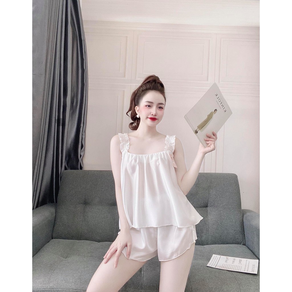 Đồ ngủ sexy nữ 2 dây bản to đồ bộ mặc nhà hai dây Set ngủ Chất Lụa Satin Mát Mềm Mại Gợi Cảm [DN28]