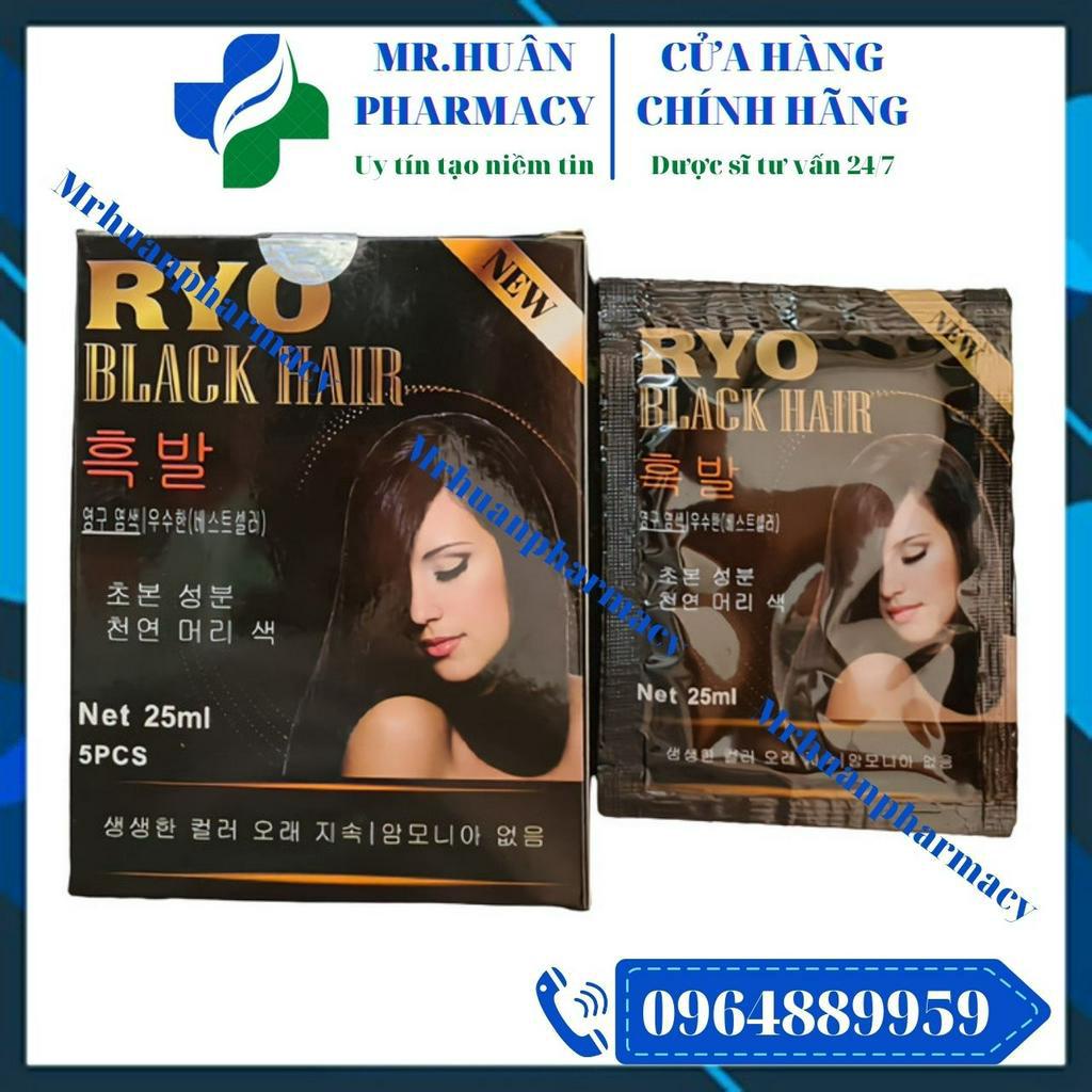 Dầu gội đen tóc thảo dược Ryo Black Hair (Hộp 5 gói x 25ml) của Hàn - Không gây hư tổn cho tóc, không gây độc hại