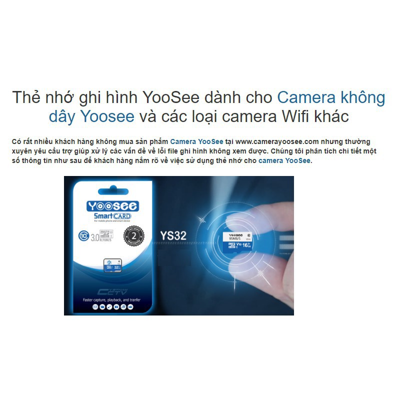 Thẻ Nhớ 32 Yoosee Chính Hãng Chuyên Dụng Cho Camera - Camera IP wifi, Smartphone,.