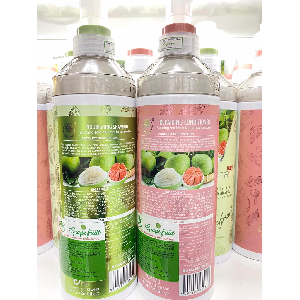 CẶP DẦU GỘI - XẢ GRAPEFRUIT VALERT PLUS BƯỞI CAO CẤP MỚI 850ML x 2
