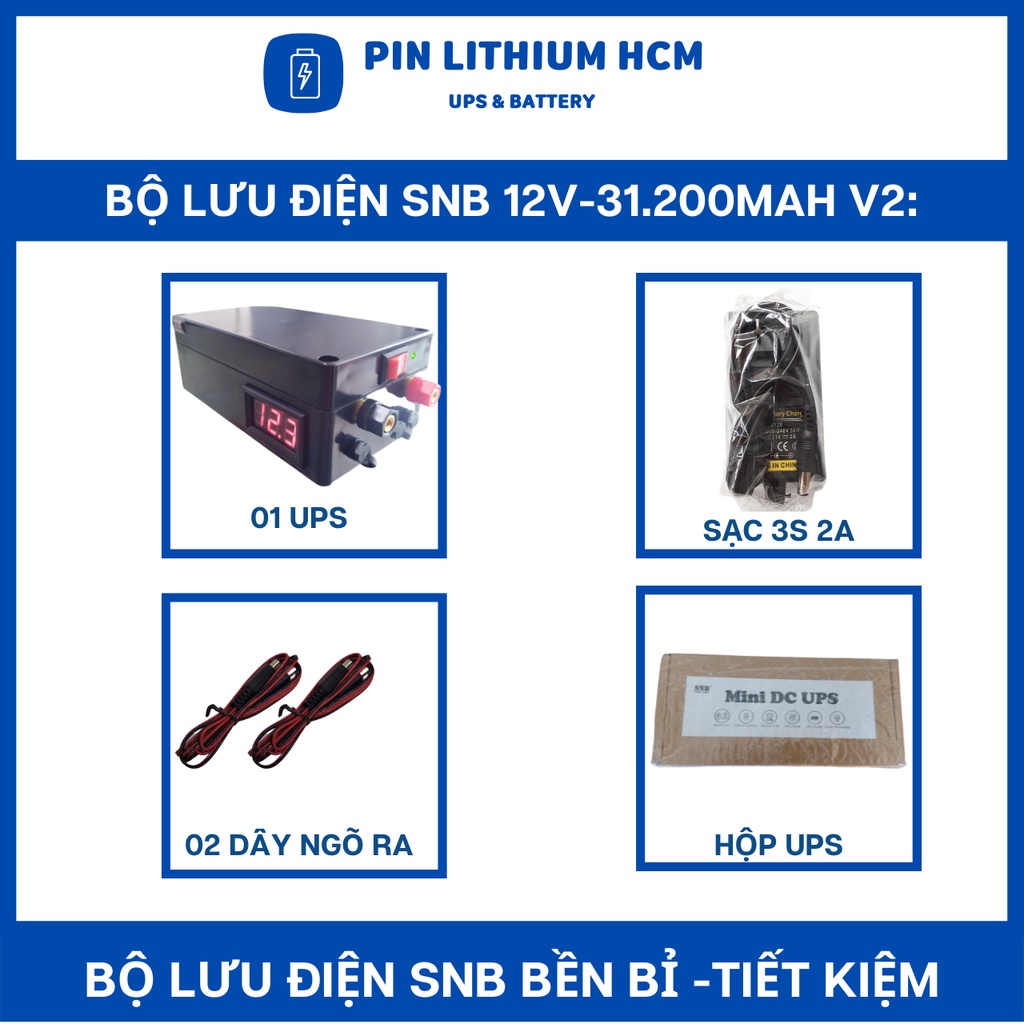 UPS 12V dung lượng 31200mAh phiên bản đặc biệt, lưu điện camera, wifi, bảo hành 12 tháng