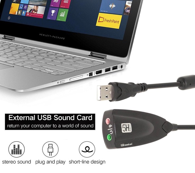 [SALE 10%] Thiết bị chuyển đổi, card âm thanh qua cổng USB Steel Sound 5Hv2 USB 7.1 Channel Sound Card 12 kênh