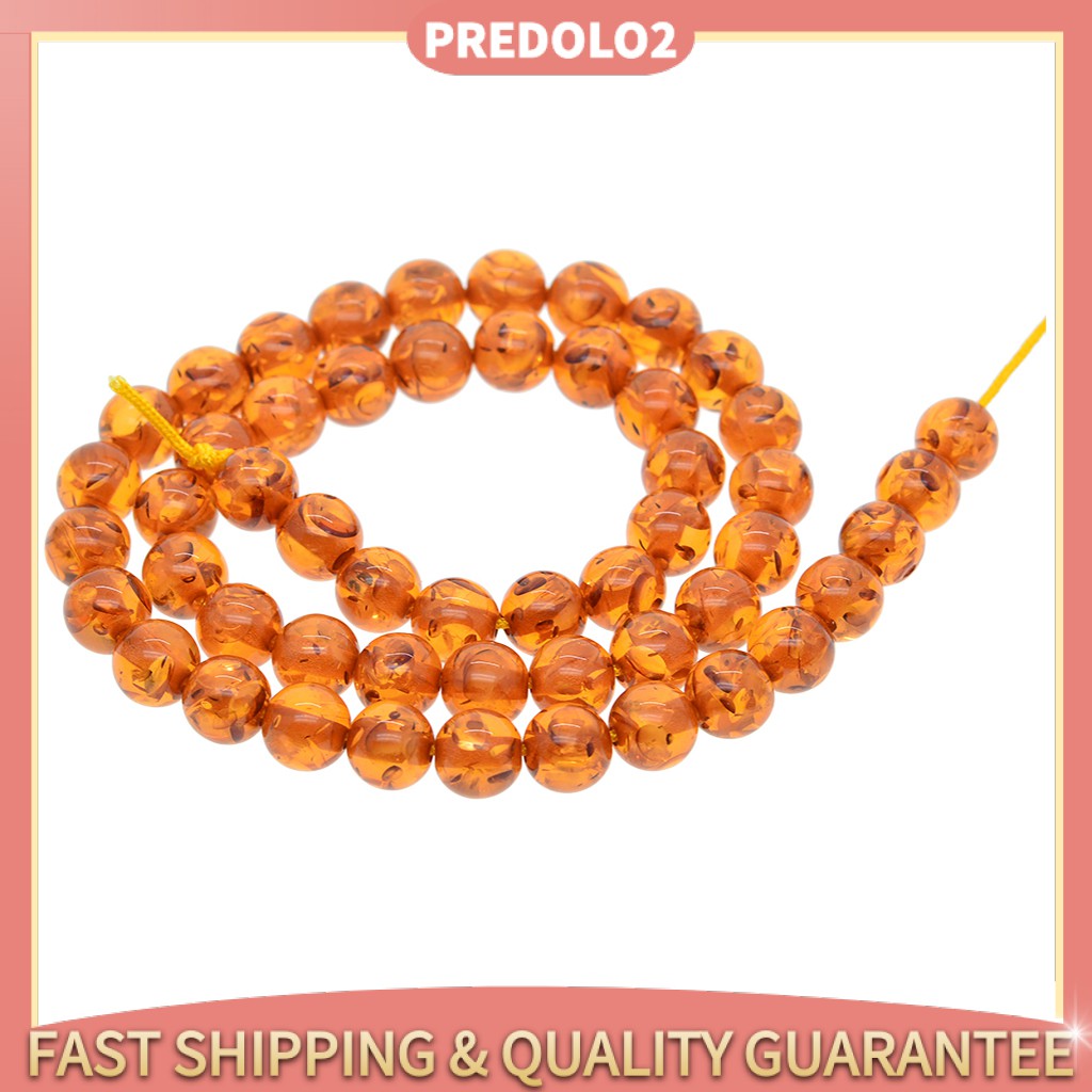 Set 2 Túi Hạt Đá Hổ Phách Nâu 8mm Làm Trang Sức Thủ Công DIY