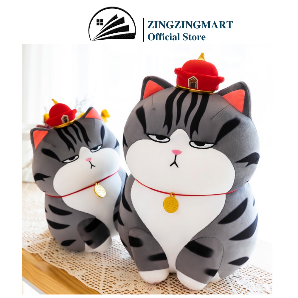 Gấu Bông Mèo Hoàng Thượng, thú nhồi bông mèo thần tài Nhập Khẩu Cao Cấp - ZingZingMart (Hỗ trợ viết thiệp tặng quà)
