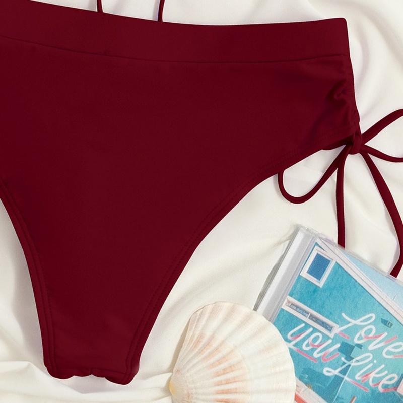 Brroa Bộ Đồ Bơi Bikini Tam Giác Mềm Mại Màu Trơn Eo Thấp Quyến Rũ Cho Nữ Sui
