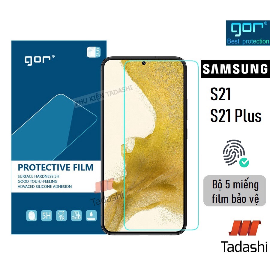 Miếng dán màn hình Gor Samsung S21/ S21 Plus Cảm ứng nhạy, Chống trầy xước, Hạn chế bám vân tay-Chính hãng Gor (5 miếng)