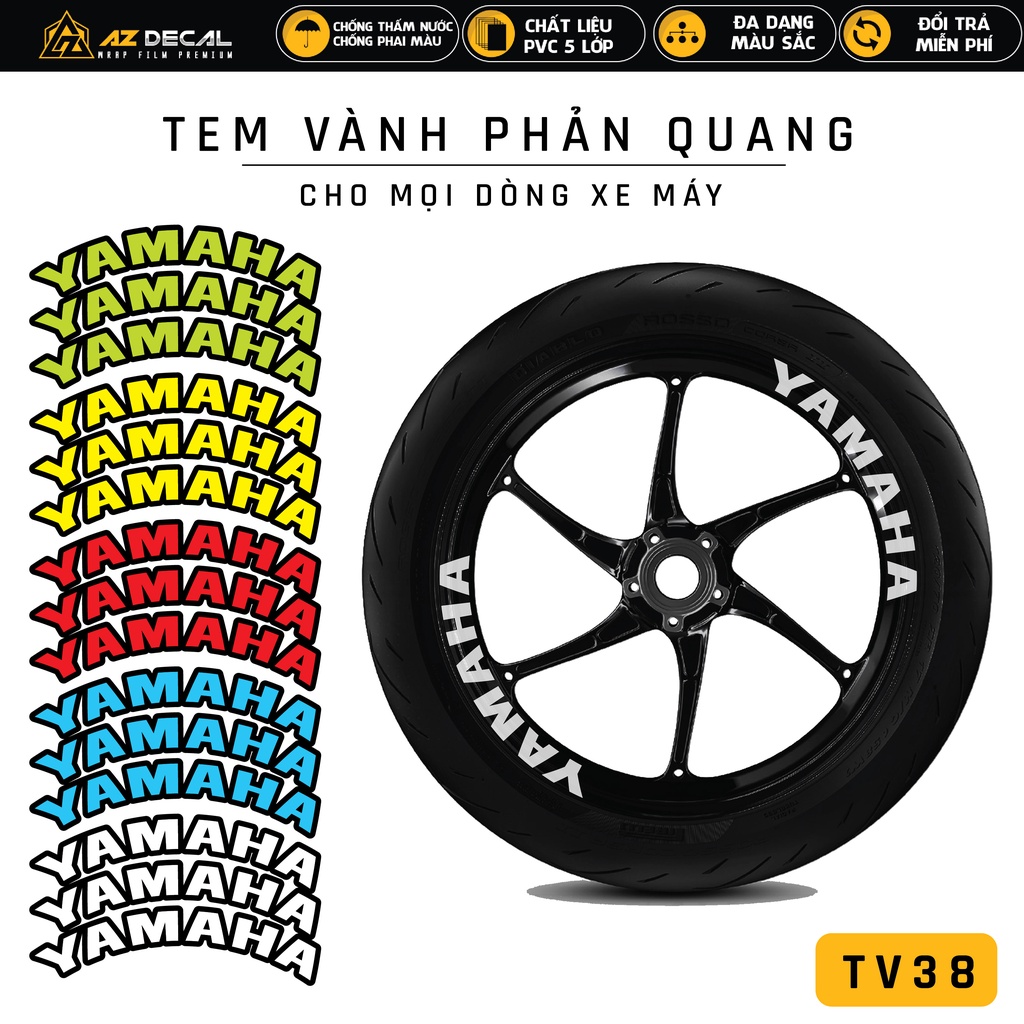[Chọn Màu] Decal Dán Mâm Xe Yamaha | TV38 | Tem Dán Vành Xe Máy Phản quang Exciter 150 155 Sirius R1