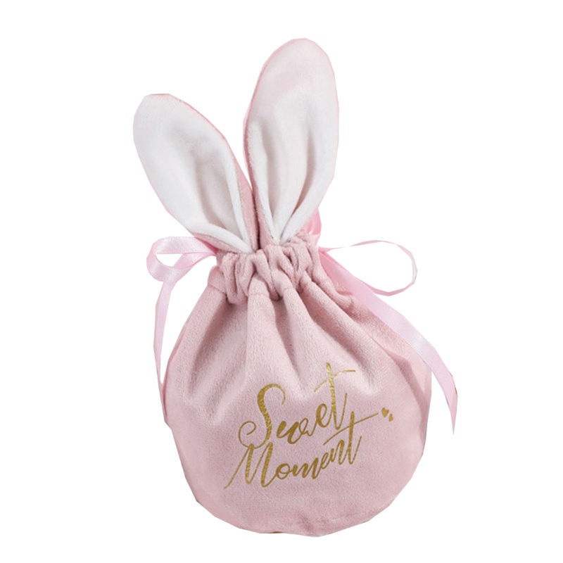 Túi Đựng Kẹo Bằng Vải Nhung Hình Tai Thỏ Dễ Thương