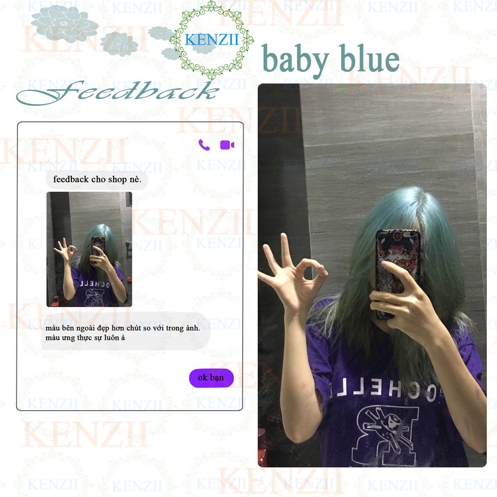 Thuốc Nhuộm Tóc Xanh Ngọc Baby Blue KENZII ( Tặng Tẩy + Oxi Trợ Nhuộm ) Phong Cách Hàn