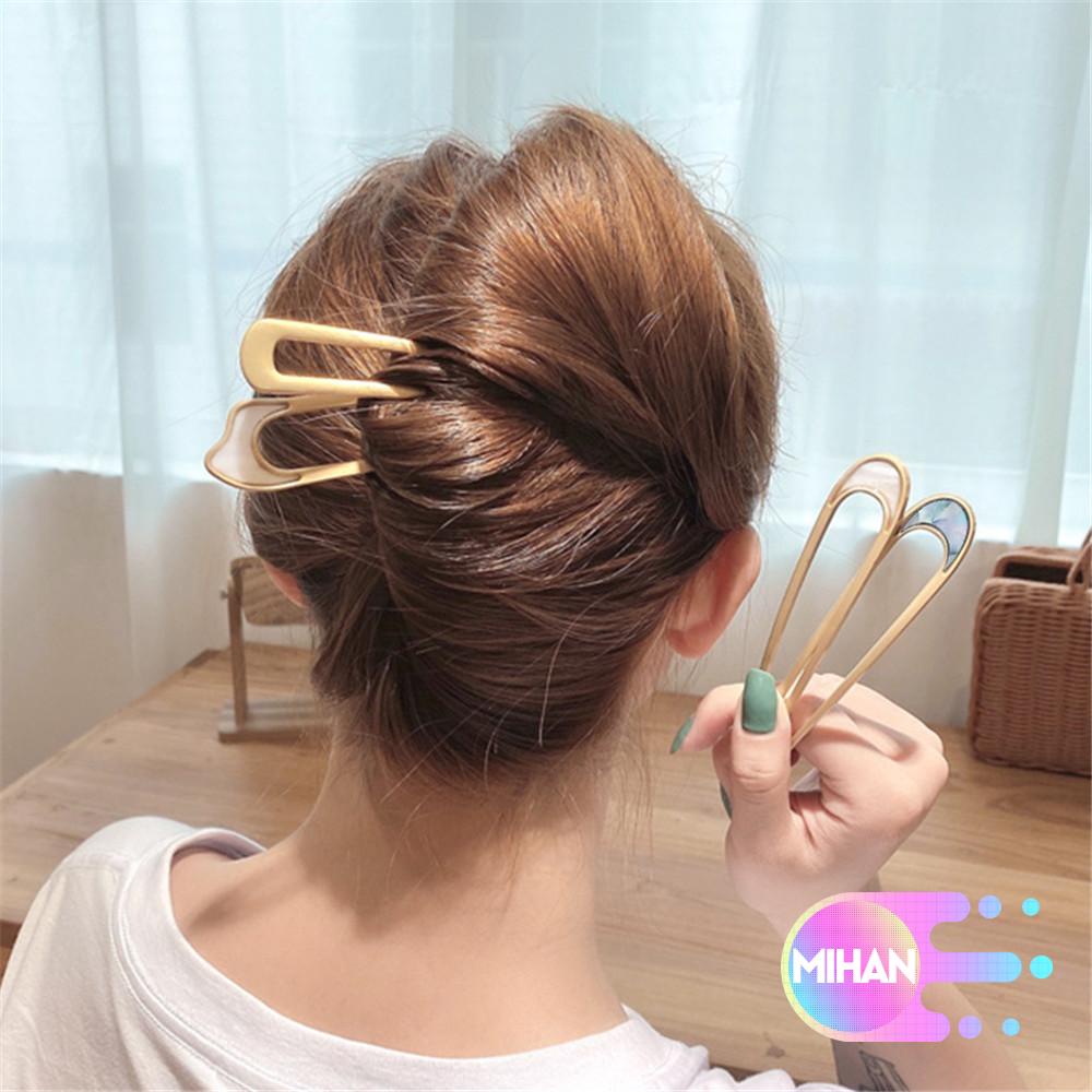 Trâm cài tóc hình chữ U bằng kim loại nhiều màu thời trang MIHAN1