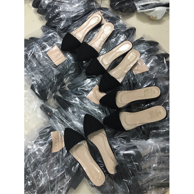 Giày sục mũi nhọn phối viền mica trong suốt êm chân đế 3p fullsize