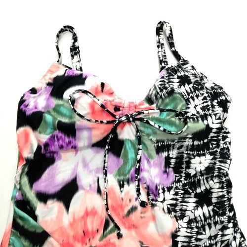 Đồ bơi nữ Beach House hai dây rút dây trước đen trắng phối in hoa H40057 ( TH8944 ) | BigBuy360 - bigbuy360.vn