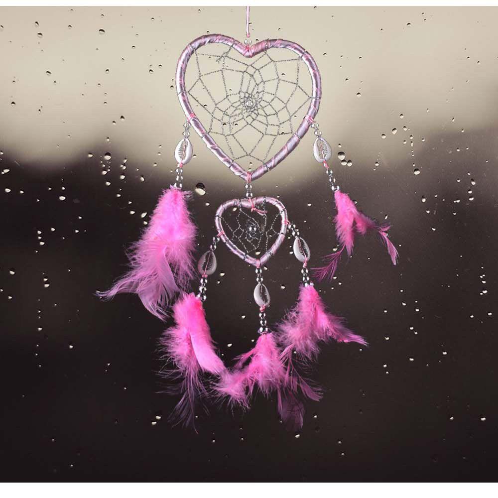 ZAIJIE Indian Ann Style Feather Home Decoration Wind Chimes Dream Catcher Love Heart Wall Ornaments Ins Car Interior/Multicolor