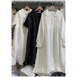 [Ảnh Thật][Hàng Sẵn] Váy Babydoll Trắng Cổ Sen Dài Basic Chụp Kỷ Yếu