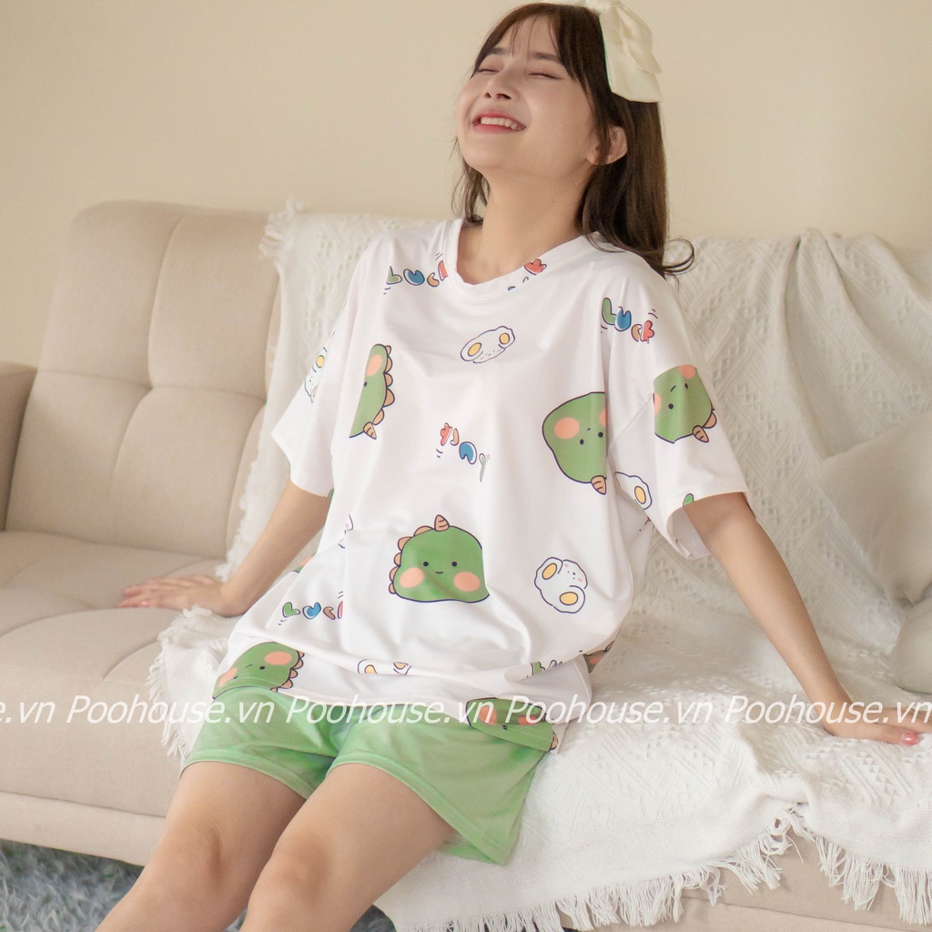 Pijama bộ đồ ngủ, bộ đồ nữ mặc nhà chất liệu cotton cộc tay áo phông, quần đùi - Miawear BN-KHUNGLONG