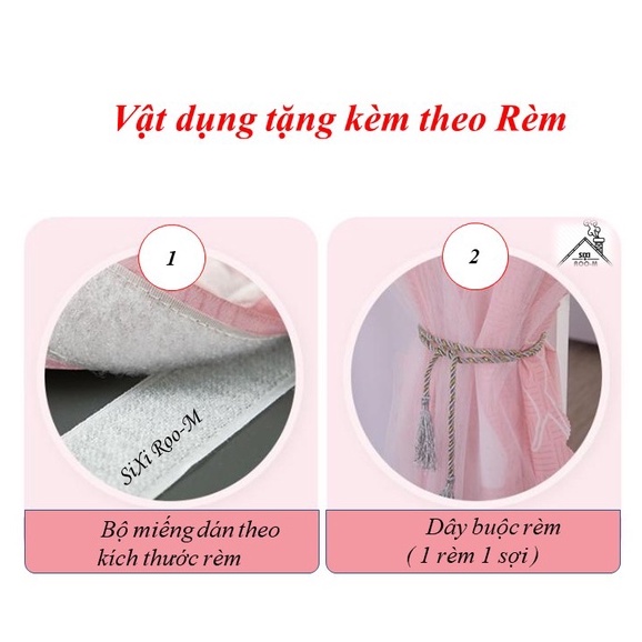 Rèm cửa sổ dán tường hoạ tiết mát mẻ, dễ dàng sử dụng, không cần khoan đục