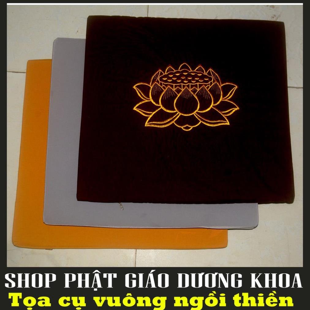 Tọa cụ vuông lớn ngồi thiền thêu hoa sen dày 2.5cm- Ruột bằng mút không lún cao cấp - MIẾNG ĐỆM NGỒI THIỀN 50cm x 45cm