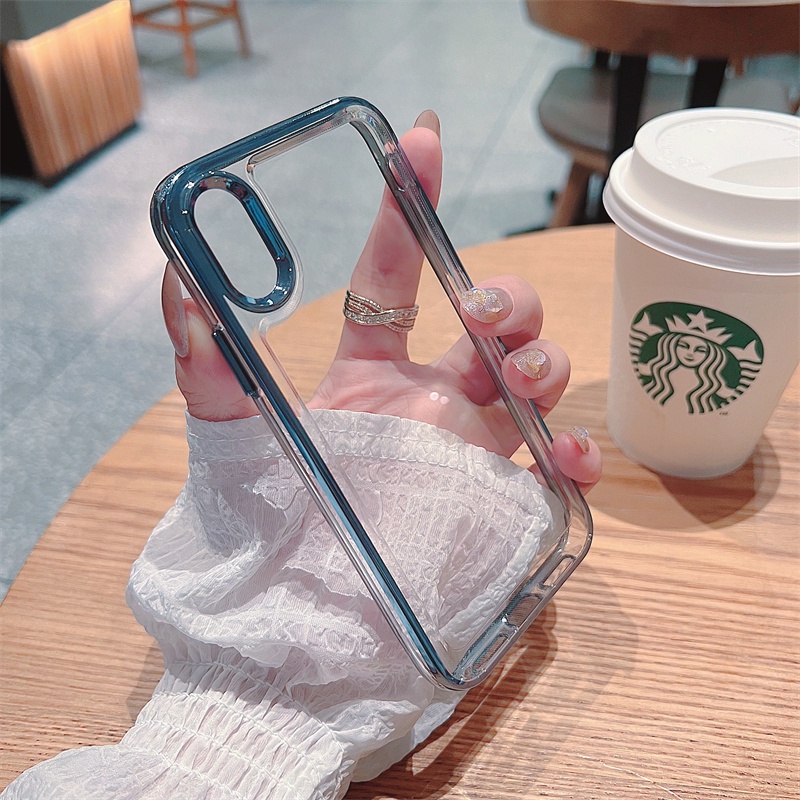 Ốp Điện Thoại Silicon Acrylic Trong Suốt Mạ Viền Sang Trọng Chống Sốc Cho iPhone x xs max xr 11 Pro max 12 Pro max 13