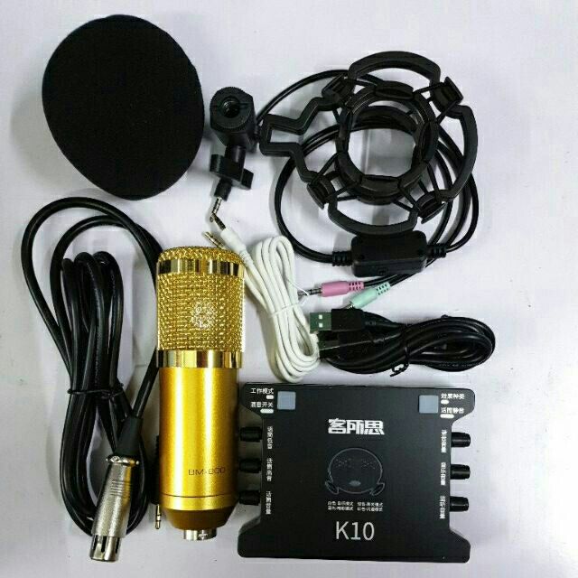 [Mã ELHACE giảm 4% đơn 300K] Combo bộ hát livestream mic BM900 và sound card K10