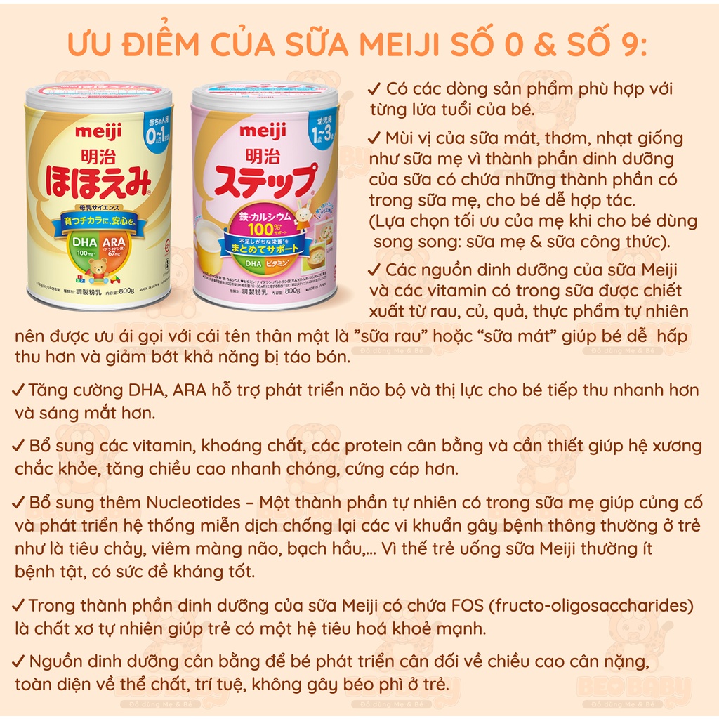 Sữa Meiji Lon Số 0-1 & 1-3 800g - Nội Địa Nhật Bản