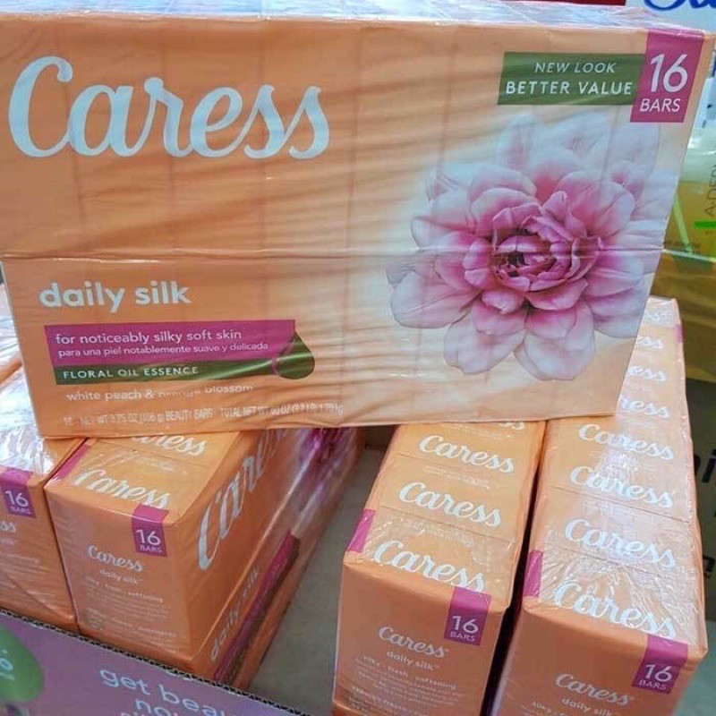 Xà bông cục dưỡng ẩm Caress Daily Silk Floral Oil Essence lốc 16 cục 106g