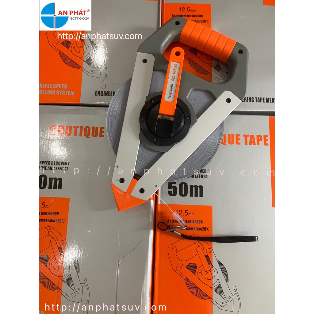 Thước thép bọc nhựa 5 lớp Shinwa S50 khung hợp kim nhôm