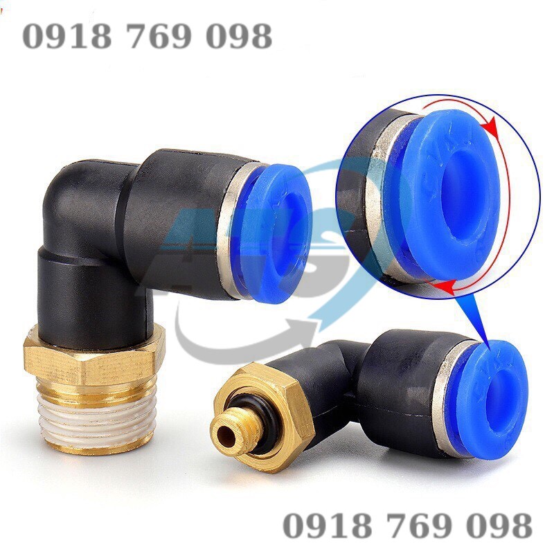 Đầu nối góc ren ngoài PL khí nén, phun sương, chịu được áp suất cao, đầy đủ kích cỡ, giá sỉ