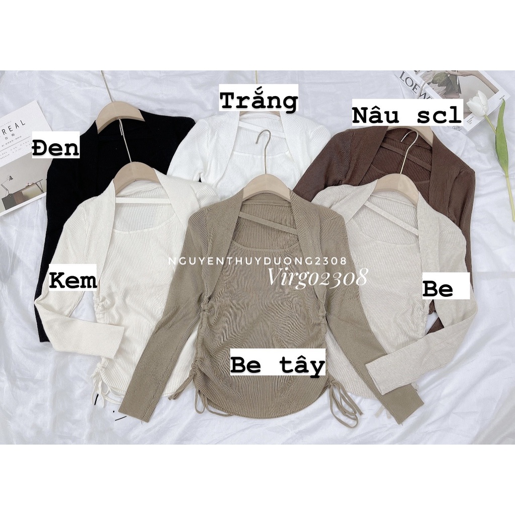 (HÀNG SẴN)ÁO LEN DÂY RÚT CẠNH CỔ VUÔNG CUTOUT LẠ MẮT MÃ 2811