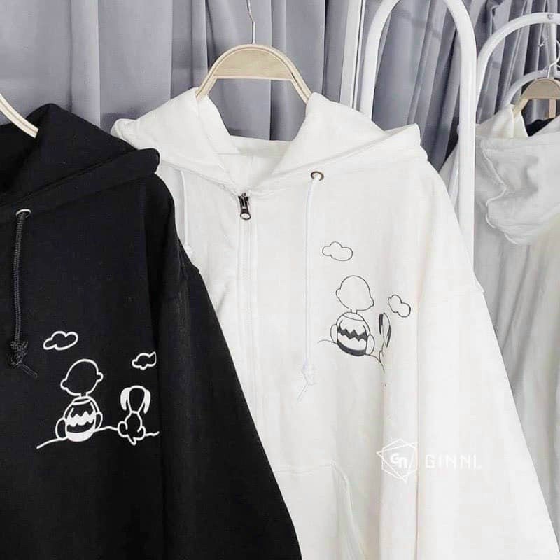 Áo khoác nỉ nam nữ hình người và gấu hoodie full zip form rộng bo gấu tay phông hàn quốc fammilyshop-áo khoác ulzzang