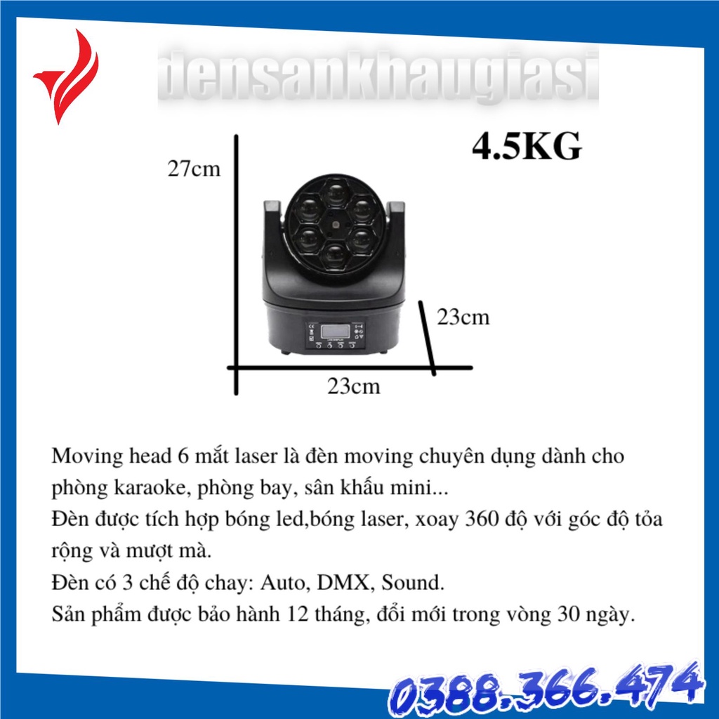 Đèn Moving Head 6 Mắt Laser Đèn Karaoke Đèn Sân Khấu Giá Sỉ