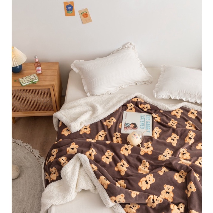 🌟 Chăn lông cừu Gấu Teddy 🐻