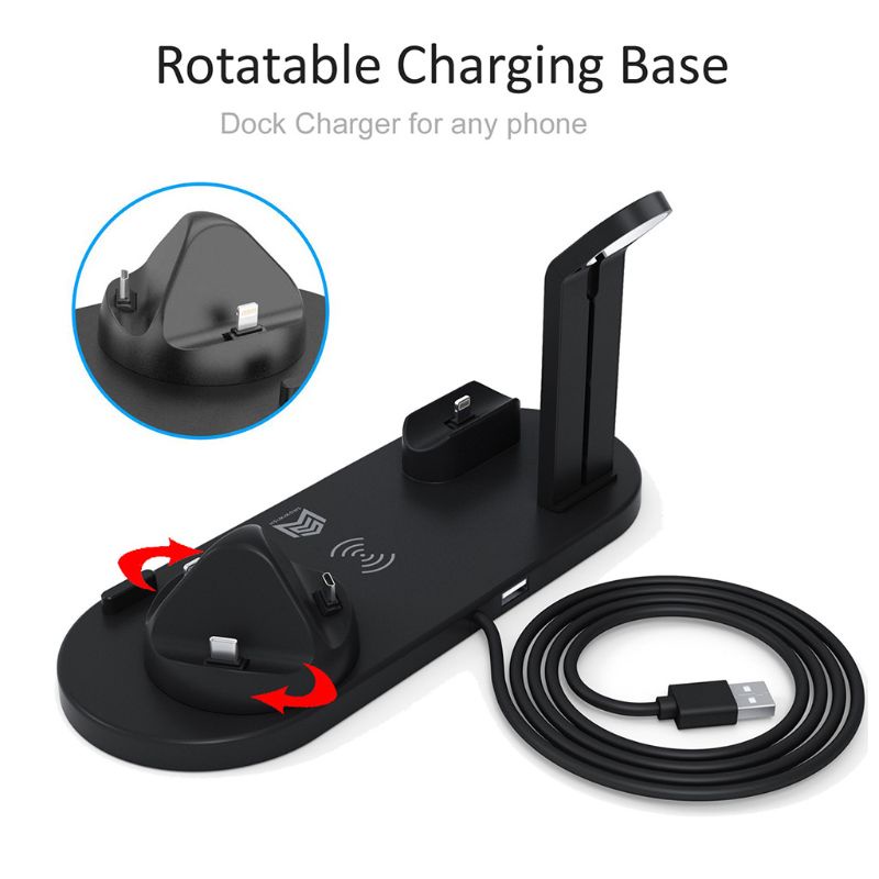 Đế Sạc Nhanh Không Dây 4 Trong 1 Cổng Cắm USB Dùng Cho 8 X XS