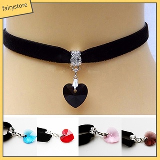 Dây Chuyền Choker Mặt Hình Trái Tim Đính Đá Lấp Lánh Phong Cách Retro