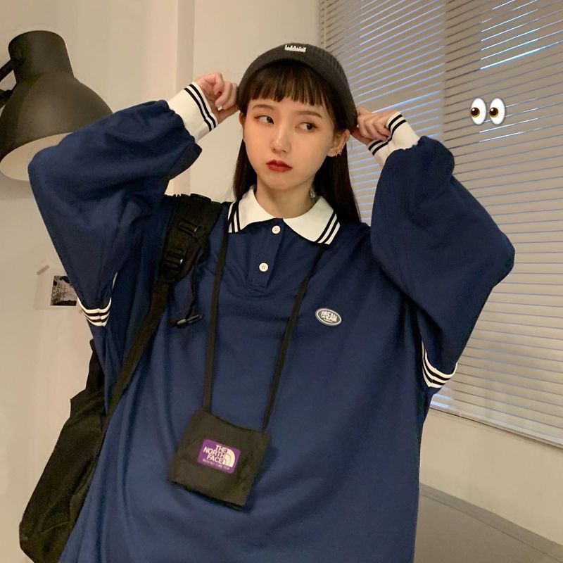 (ORDER) Áo sweater polo form rộng oversize viền sọc kiểu chất nỉ da cá nam nữ unisex phong cách old school (ảnh thật ) | BigBuy360 - bigbuy360.vn