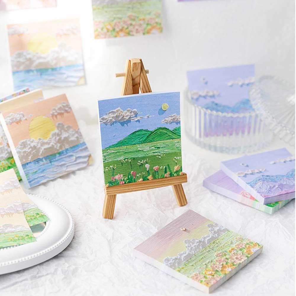Giấy Ghi Chú Tự Dính Họa Tiết Tranh Phong Cảnh Sơn Dầu Phong Cảnh Kawaii Trang Trí Văn Phòng / Trường Học