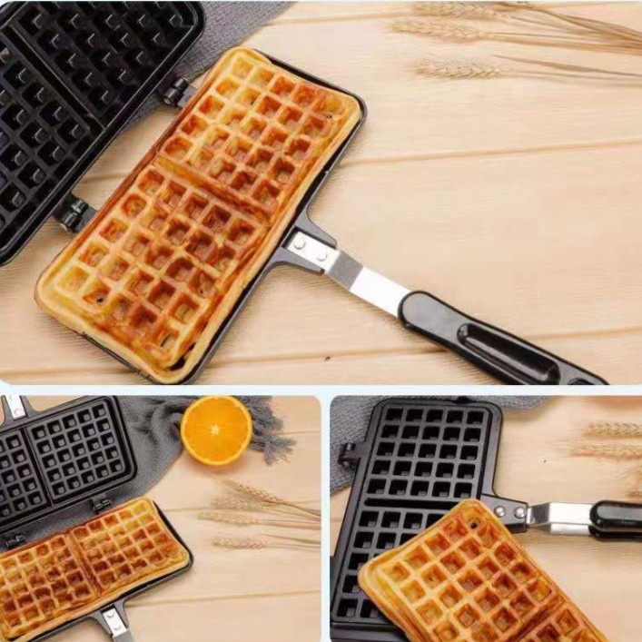 Khuôn làm bánh Waffle hình vuông bằng gang chống dính