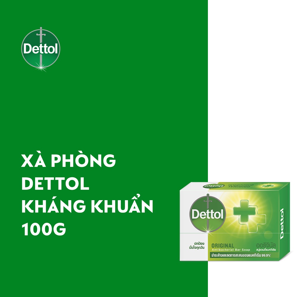 Xà bông cục Dettol Kháng khuẩn (Xanh) 100g