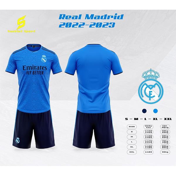 Bộ quần áo đá bóng REAL SV, vải thun lạnh phù hợp cho hoạt động thể thao - Viki Sport