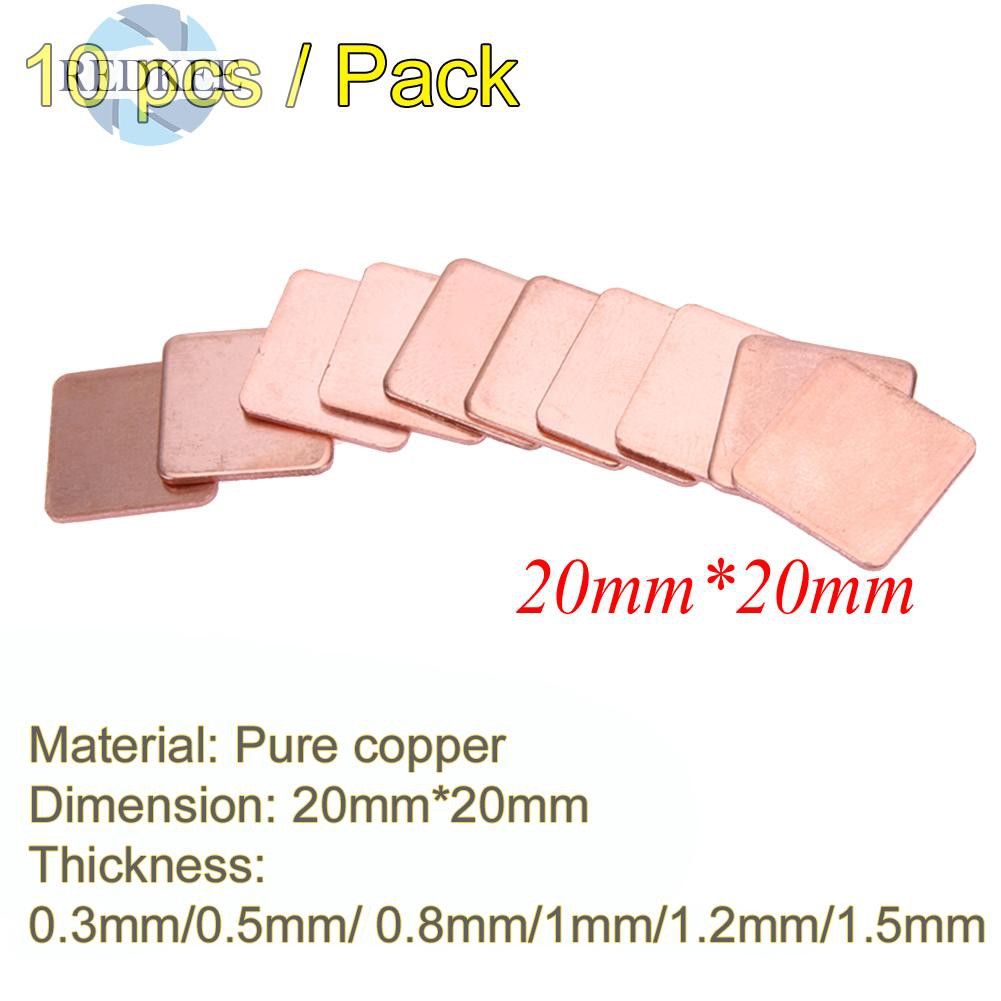 10 Miếng Đồng 20mm X 20mm 0.3mm Sang 1.5mm Cho Laptop