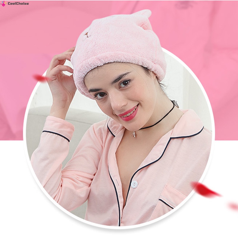 Khăn Tắm Trùm Đầu Mềm Mại Dày Dặn Nhanh Khô Có Thể Gập Lại Tiện Dụng Cho Nữ