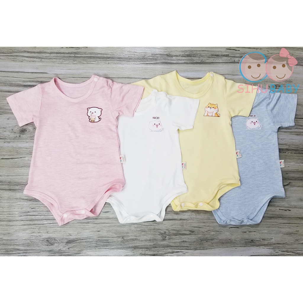 COMBO 2 BODY SUIT TAY NGẮN CHO BÉ SƠ SINH (3 - 7 KÝ) [SiHu Baby Shop]